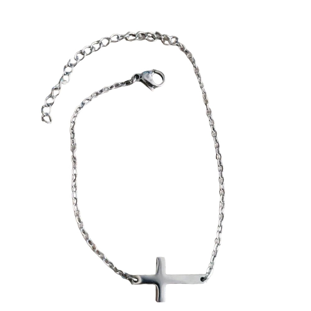 Stainless Steel Silver Cross Bracelet